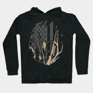 American Flag Fishing And Hunting Gifts Patriotic USA Hunter Hoodie